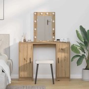 vidaXL Mesa de Maquilhagem com Luzes LED Carvalho Artesanal 102x33x135 cm