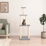 vidaXL Árvore p/ gatos c/ postes arranhadores sisal 149 cm cinza-claro