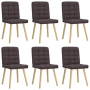 vidaXL Cadeiras de jantar 6 pcs tecido castanho-escuro