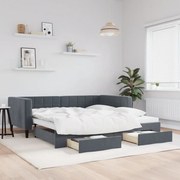 vidaXL Sofá-cama c/ gavetão e gavetas 100x200cm veludo cinzento-escuro
