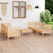 7 pcs conjunto lounge de jardim pinho maciço