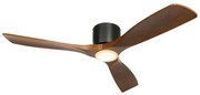 Ventilador de teto preto com madeira 131,5cm incl. LED regulável com controle remoto - Jerri Moderno