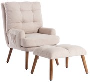 Poltrona lounge com apoio para os pés, encosto ajustável em 5 níveis e bolso lateral,67 x60x96.5cm, Bege