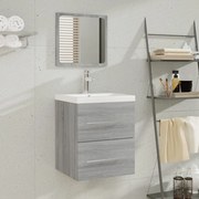 vidaXL Armário lavatório + lavatório embutido madeira sonoma cinza