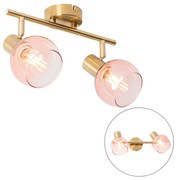 Foco inteligente dourado com vidro cor-de-rosa incl. 2 Wifi P45 - Vidro