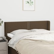 vidaXL Cabeceira de cama c/ abas tecido 147x16x78/88cm castanho-escuro