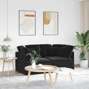 vidaXL Sofá modular com almofadas veludo preto