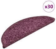 vidaXL Tapetes de escada 30 peças 56x17x3 cm roxo escuro semicircular