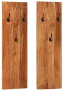 vidaXL Bengaleiros parede 2 pcs 36x3x110 cm madeira de acácia maciça