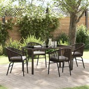 vidaXL Conjunto de Jantar de Jardim com 5 Peças - Rattan Poliéster Castanho