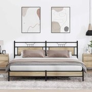 vidaXL Estrutura de cama sem colchão 200x200cm metal carvalho sonoma