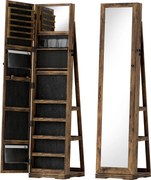 HOMCOM Joalheiro de Pé Armário para Jóias 360° com Fechadura e Espelho Incorporado Carga Máxima 20 kg 38x38x160 cm Marrom Rústico | Aosom Portugal