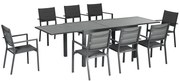 Outsunny Conjunto de Jardim Refeição de 9 peças Mesa Extensível 8 Cadeiras Empilháveis Alumínio 135-270x89x74 cm Cinza | Aosom Portugal