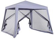 Outsunny Tenda Dobrável de Jardim 3x3 m com 4 Painéis Laterais Mosquiteiro com Zíper Proteção UV para Pátio e Exterior Cinzento | AOSOM Portugal