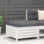 vidaXL Apoio de pés p/ jardim c/ almofadão pinho maciço branco