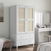 vidaXL Roupeiro SENJA aspeto vime 90x55x175 cm pinho maciço branco