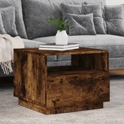 vidaXL Mesa de centro com luzes LED 50x49x40 cm carvalho fumado