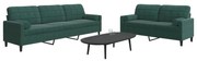 vidaXL 2 pcs conjunto sofás com almofadões e rolos veludo verde-escuro