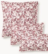 Fronha de almofada com rebordo em mistura de linho e algodão com padrão de folhas Pola