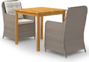 vidaXL 3 pcs conjunto de jantar para jardim castanho