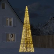 vidaXL Árvore de Natal LED no mastro 1534 LEDs branco quente 500 cm