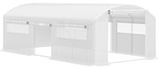 Outsunny Estufa tipo Túnel 6x3x2 m Estufa de Exterior com 4 Janelas de Malha Cobertura de PE Anti UV e 3 Portas Enroláveis Branco | Aosom Portugal