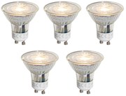 Set van 5 GU10 50mm dimbare LED lampen helder 4.5W 365 lm 2700K