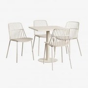 Conjunto De Mesa Quadrada Mizzi 70x70 Cm E 4 Cadeiras De Jardim Maeba Tapioca Bege - Sklum