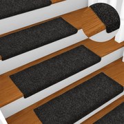 vidaXL Tapetes de escada autoadesivos 10 peças 65x21x4 cm pretos com borda retangular