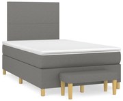 vidaXL Cama boxspring com colchão 120x190 cm tecido cinzento-escuro