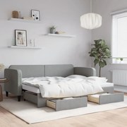vidaXL Sofá-cama c/ gavetão e gavetas 80x200 cm tecido cinzento-claro