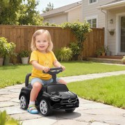 Carro Andador para Crianças Mercedes-Benz Classe C com Buzina Volante Sons de Motor e Espaço de Armazenamento 65x28x39 cm Preto