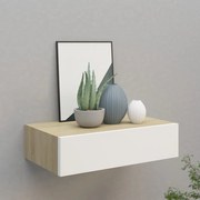 vidaXL Prateleira de parede com gaveta em carvalho e branco 40x23,5x10 cm MDF