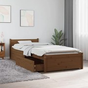 Estrutura cama c/ gavetas 75x190 cm madeira castanho mel