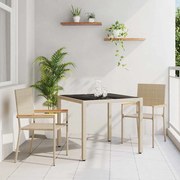 vidaXL Conjunto de jantar de jardim 3 peças bege em rattan sintético