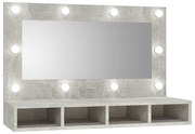 vidaXL Armário espelhado com LED 90x31,5x62 cm cinzento cimento