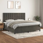 vidaXL Cama com molas/colchão 200x200 cm veludo cinzento-escuro