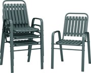 Outsunny Conjunto de 4 cadeiras de jardim empilháveis para exterior com encosto alto e apoios de braços estrutura em aço 56x66x91cm cinza | Aosom Portugal