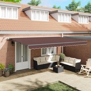vidaXL Toldo retrátil automático com luzes LED 500x300 cm castanho