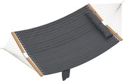 Outsunny Rede exterior 200x140cm, rede de duas camadas com apoio de cabeça, bolso para revistas, varões de madeira até 200kg | Aosom Portugal