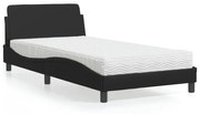 Cama com colchão 100x200 cm couro artificial preto