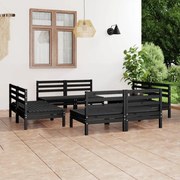 vidaXL 8 pcs conjunto lounge de jardim pinho maciço preto