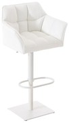 Banco de bar Damaso em couro sintético e com estrutura branca 64 x 88-113 x 45 cm Branco