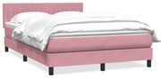 vidaXL Cama com molas/colchão 140x220 cm veludo rosa