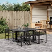 vidaXL 7 pcs conjunto de jantar para jardim vime PE preto