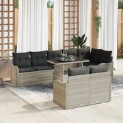 vidaXL Conjunto de Sofá de Jardim com 9 Peças e Almofadas Cinzas em Rattan Sintético