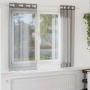 vidaXL Cortinas de voile com ilhós 2 pcs cinzento-escuro 140x140 cm