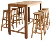Conjunto mesa e bancos de bar 7 pcs madeira de acácia maciça