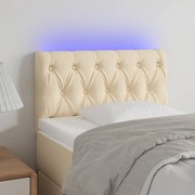 Cabeceira de cama c/ luzes LED tecido 80x7x78/88 cm cor creme