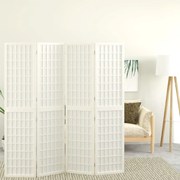 Biombo dobrável com 4 painéis estilo japonês 160x170 cm branco